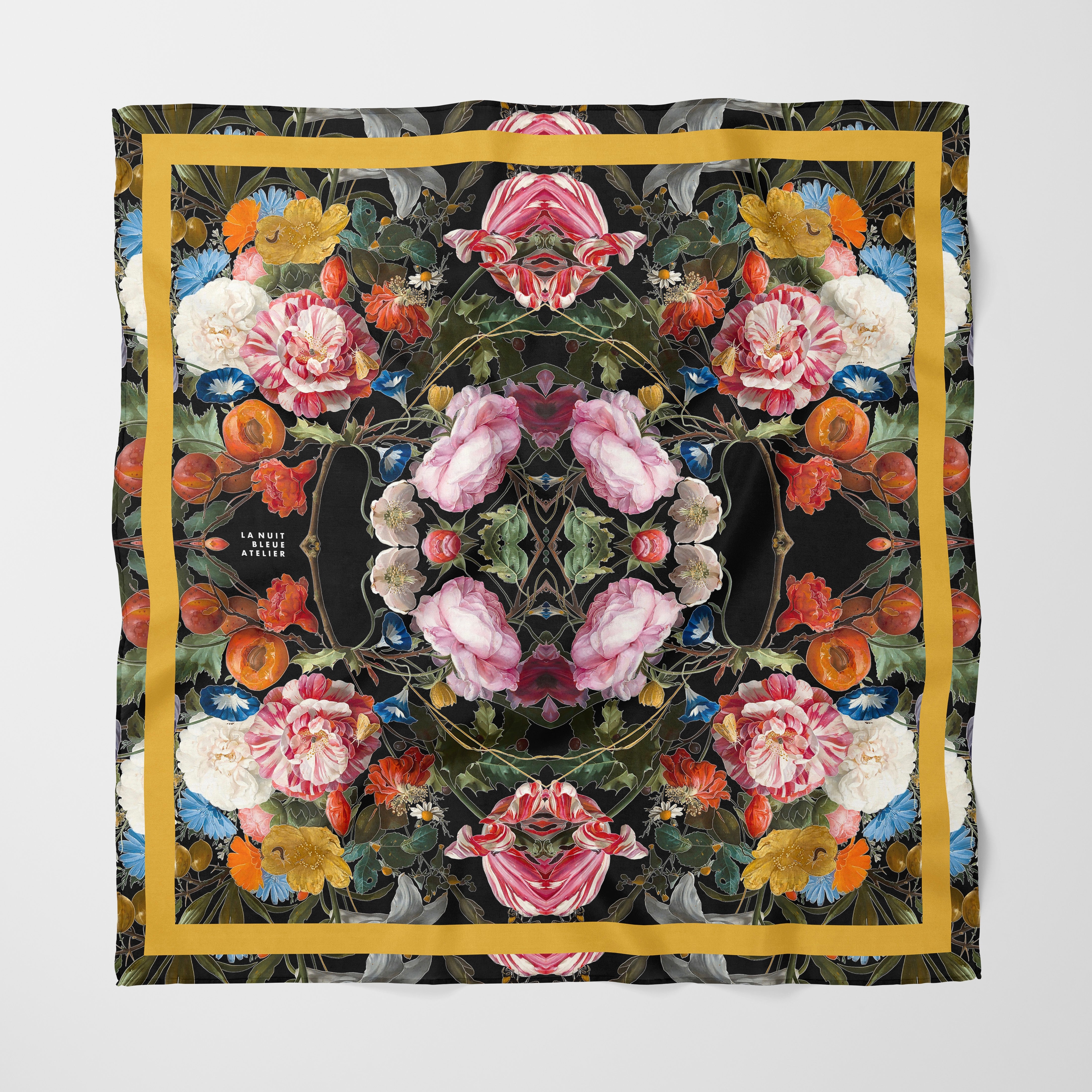 Dutch Redux No. 3.2 Chiffon Square Scarf with Yellow Accent