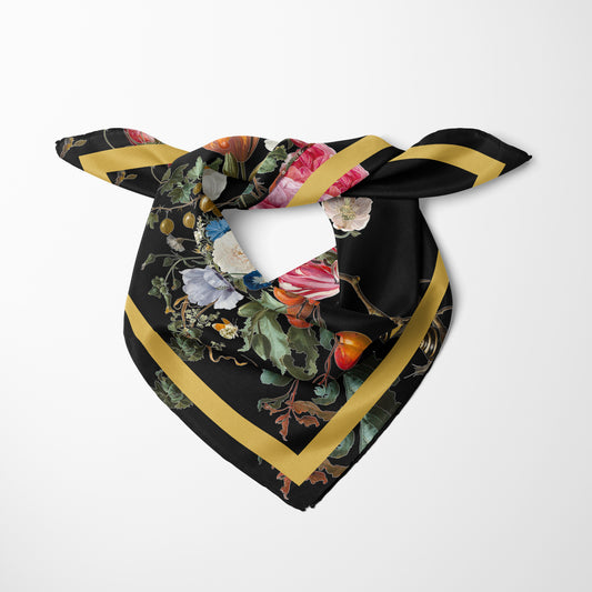 Dutch Redux No. 3 Chiffon Square Scarf with Yellow Accent