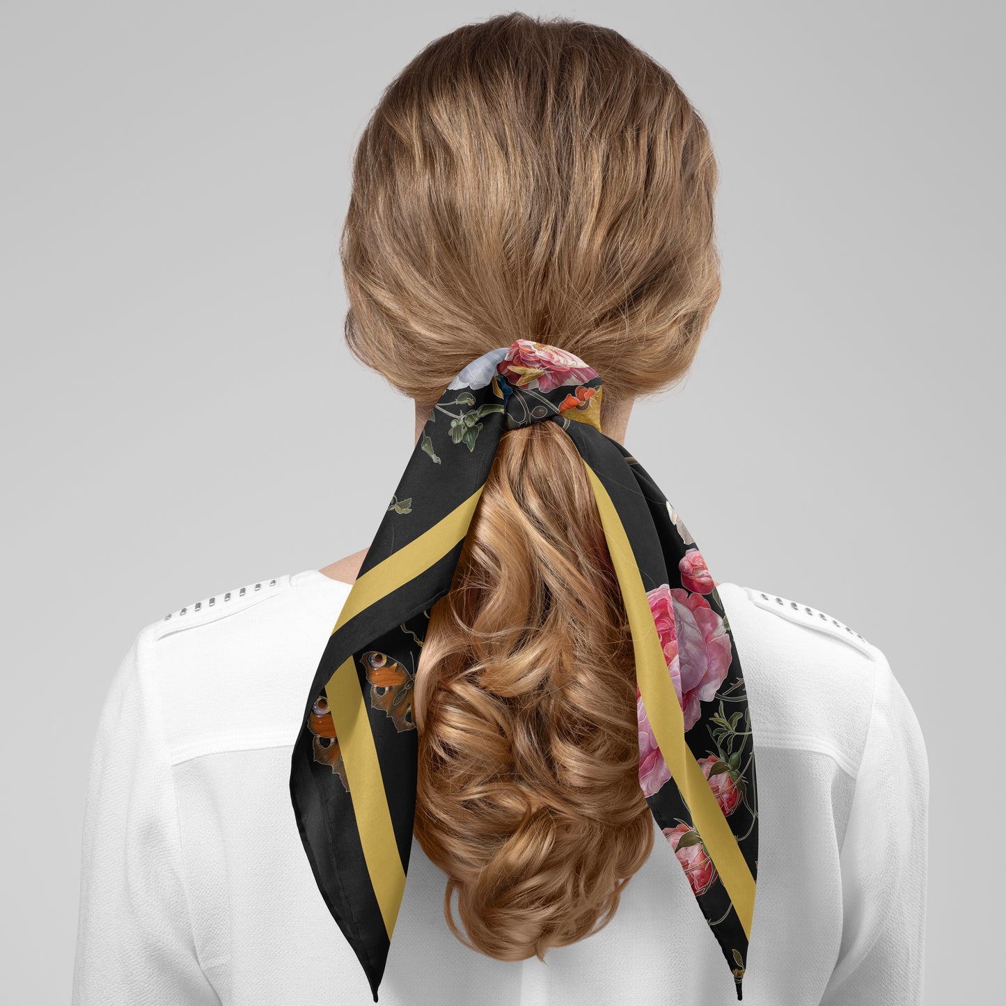 Dutch Redux No. 3 Chiffon Square Scarf with Yellow Accent
