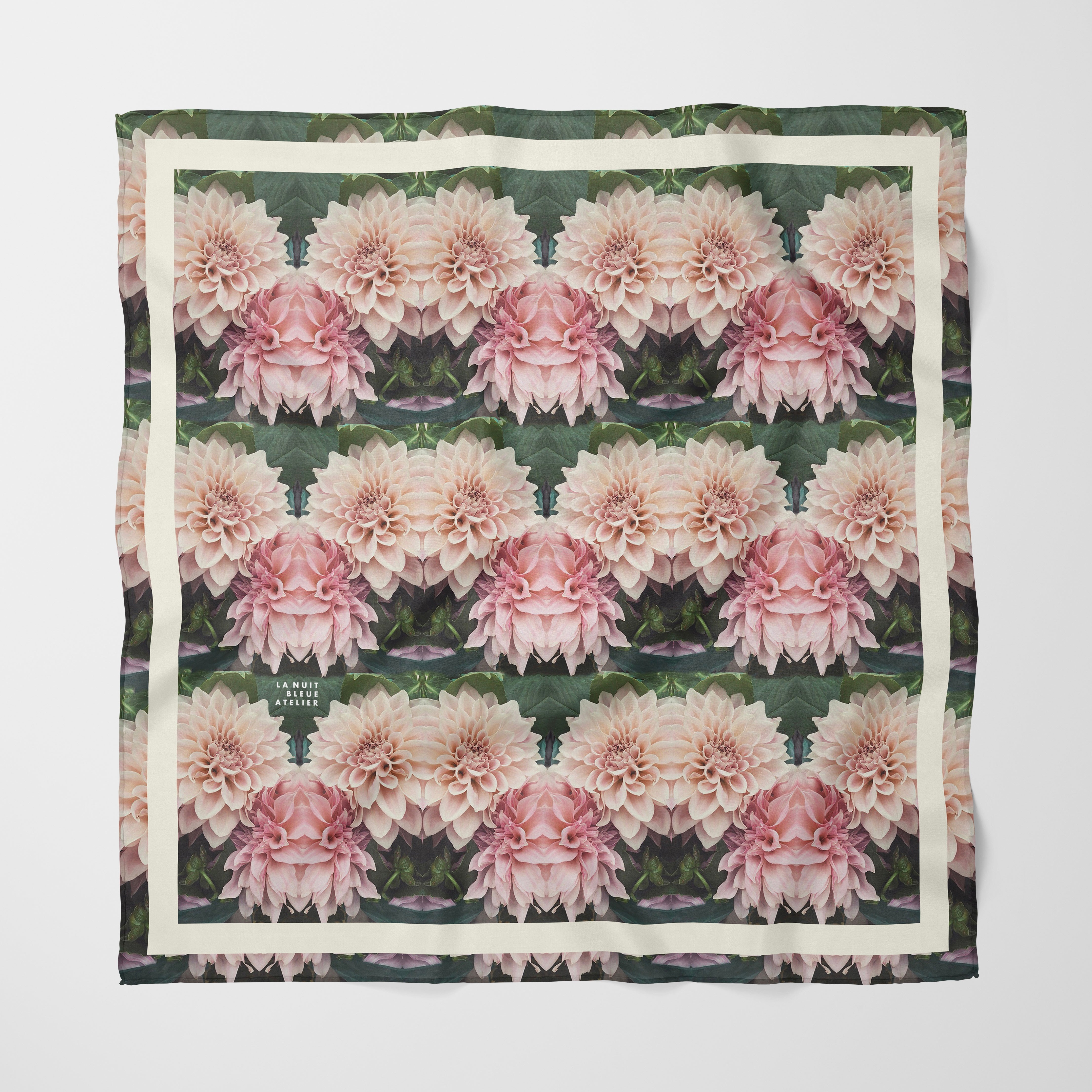 Floralis No. 26 Chiffon Square Scarf with Cream Accent