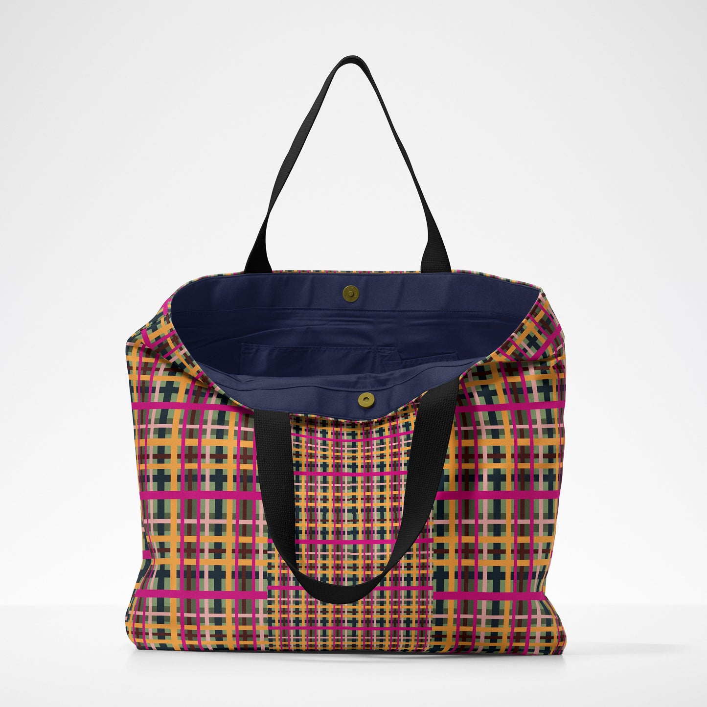 Fuchsia Plaid Deluxe Market Tote