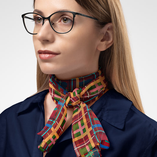 Multi Plaid No. 1 Chiffon Long Scarf