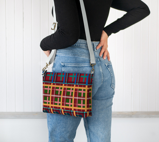 Multi Plaid No. 1 Vegan Leather Crossbody Purse