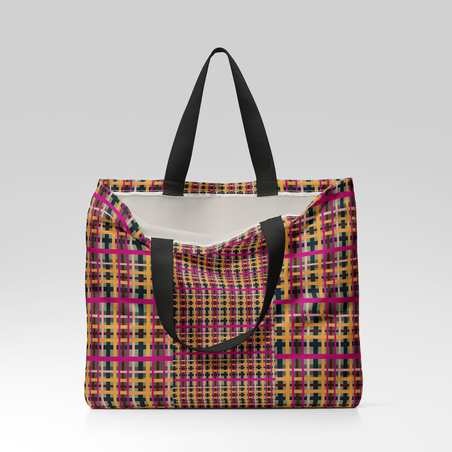 Fuchsia Plaid Everyday Market Tote