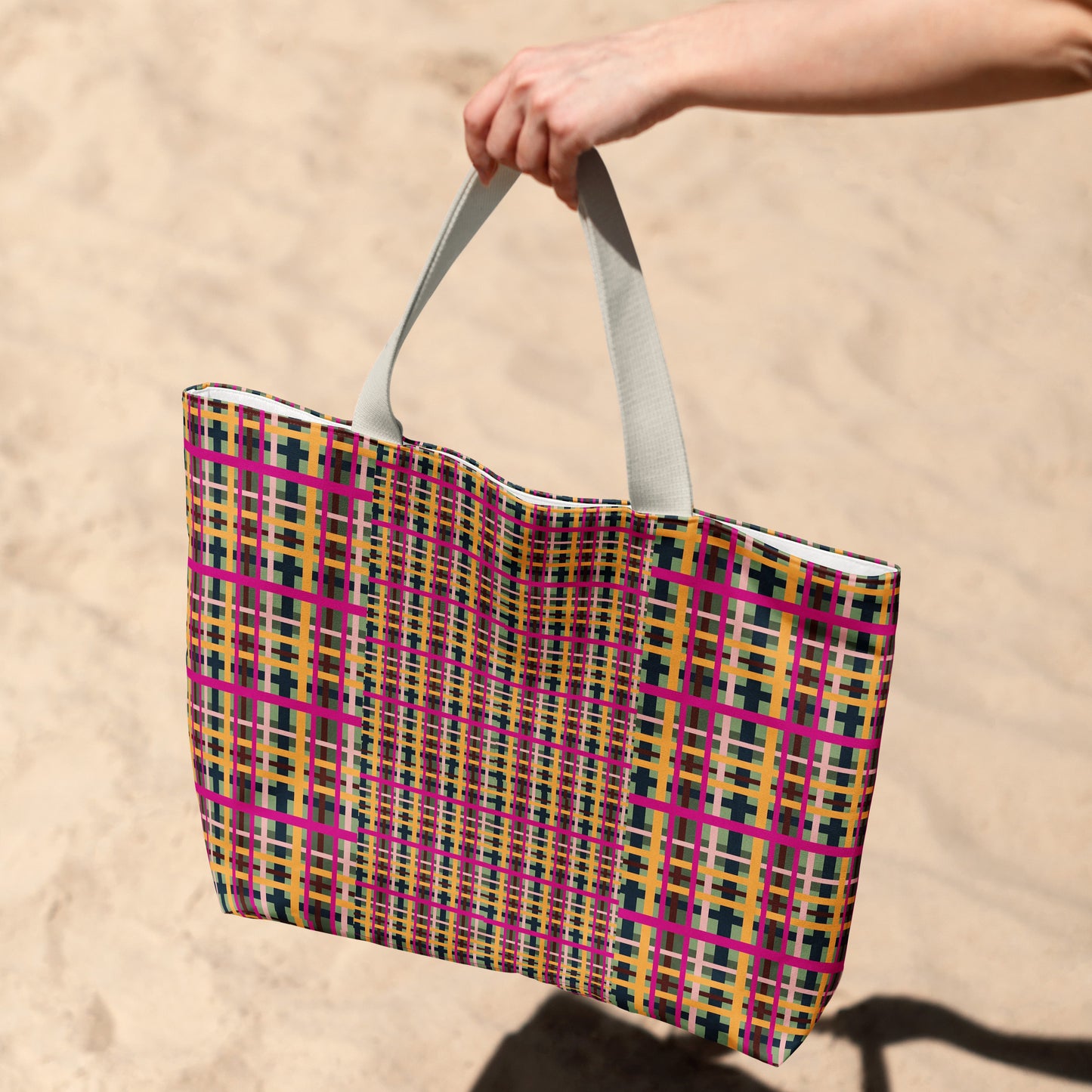 Fuchsia Plaid Everyday Market Tote