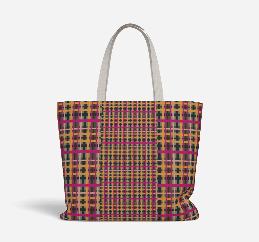 Fuchsia Plaid Deluxe Market Tote