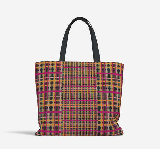 Fuchsia Plaid Deluxe Market Tote