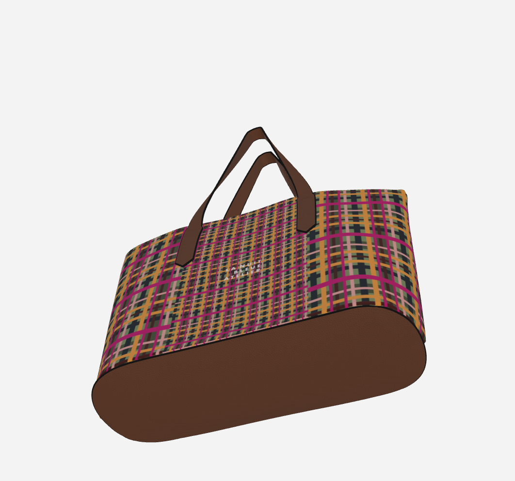 Fuchsia Plaid Vegan Leather Tote