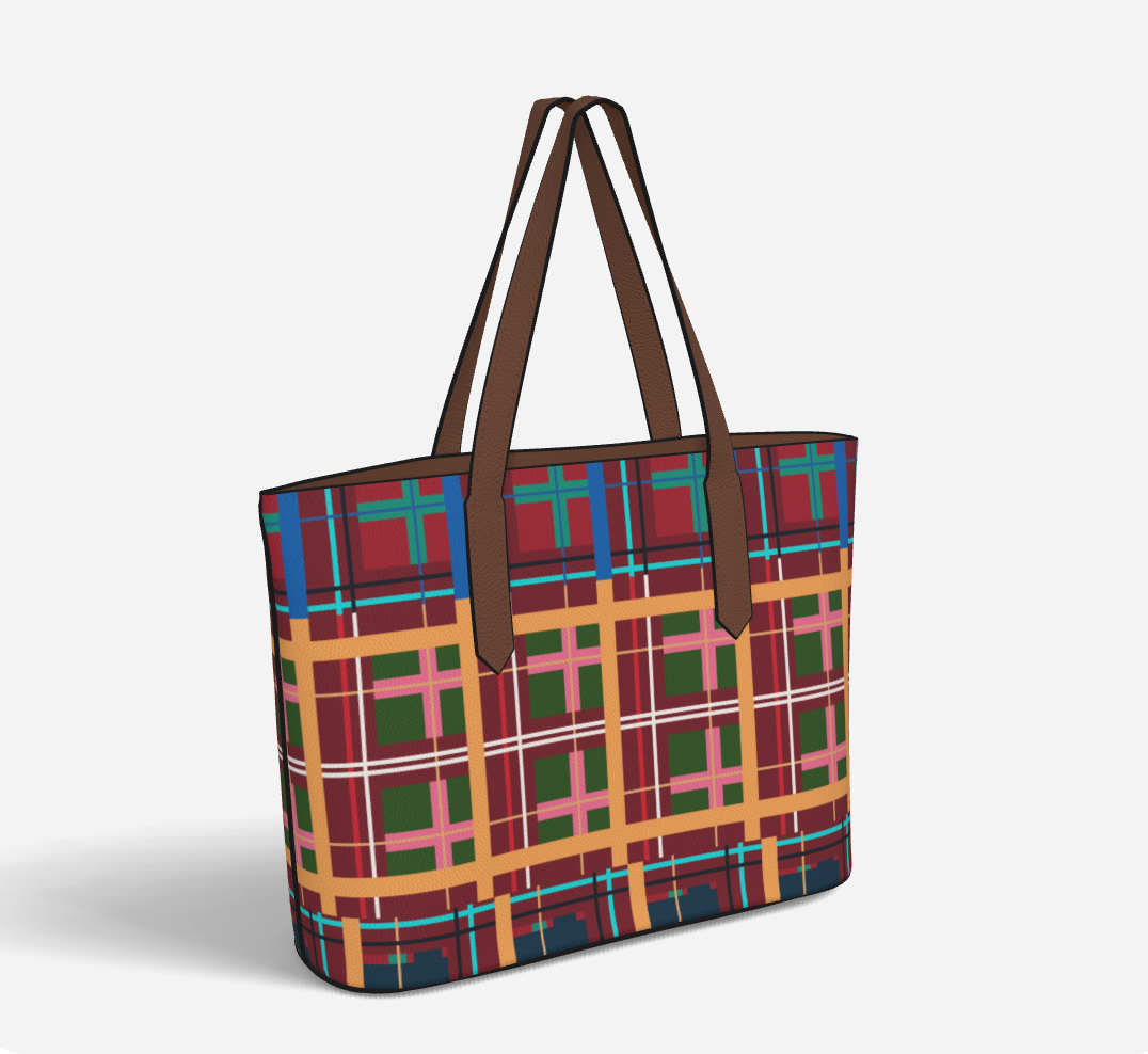 Multi Plaid No. 1 Vegan Leather Tote
