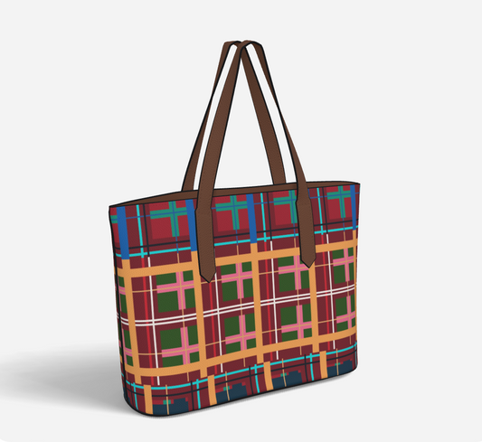 Multi Plaid No. 1 Vegan Leather Tote