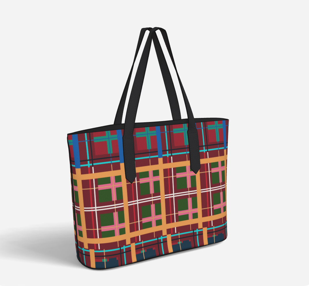 Multi Plaid No. 1 Vegan Leather Tote