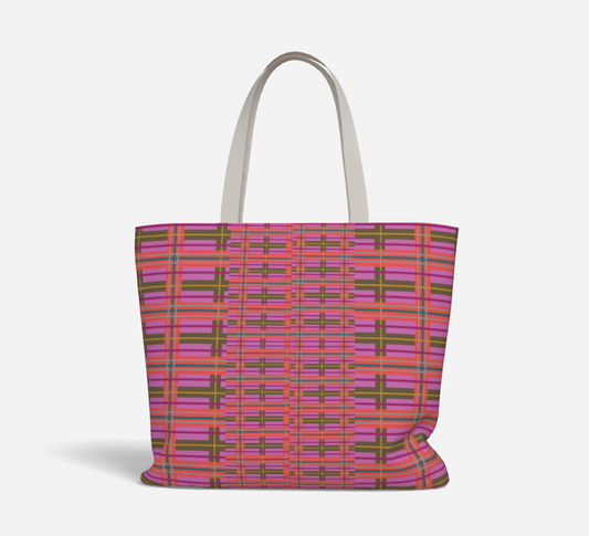 Pink Plaid Deluxe Market Tote