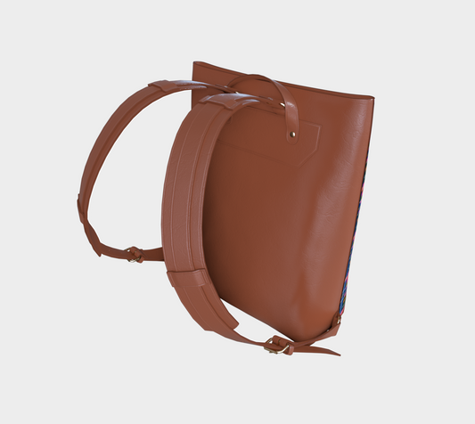 Pinky Blue Plaid Vegan Leather Backpack