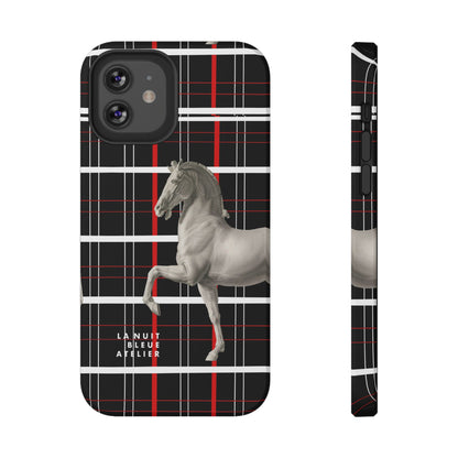 Plaid Horse Impact-Resistant Phone Case