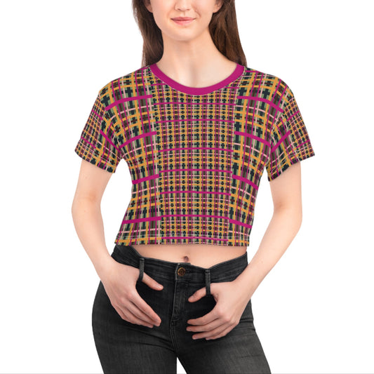 Fuchsia Plaid Lightweight Crop Tee