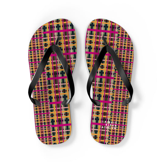 Fuchsia Plaid Flip Flops