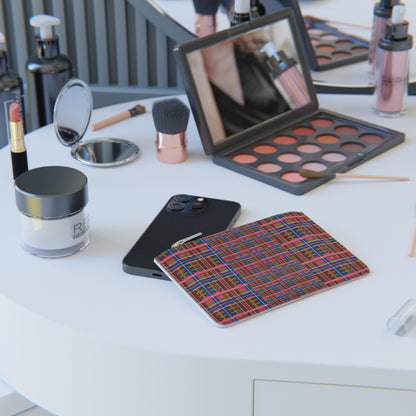 Pinky Blue Plaid Mini Vegan Wallet