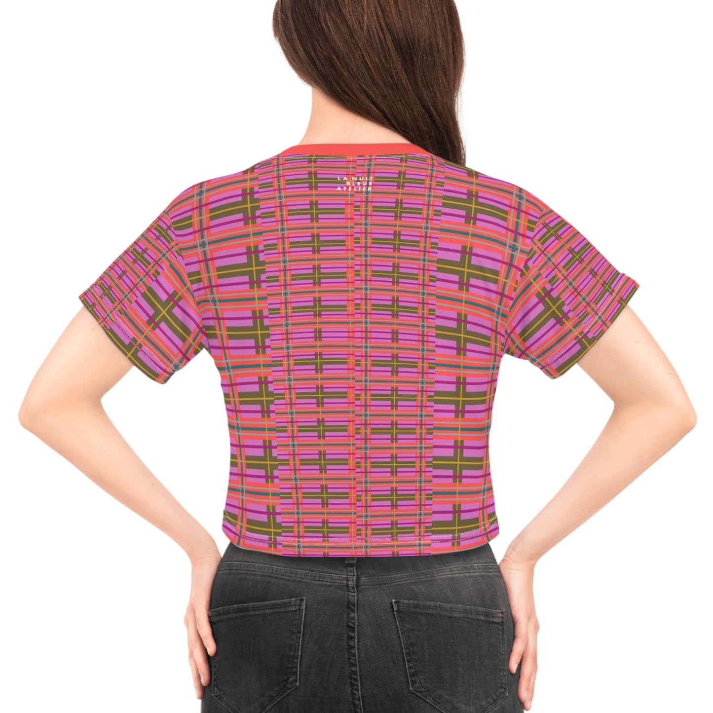 Pink Plaid Lightweight Crop Tee