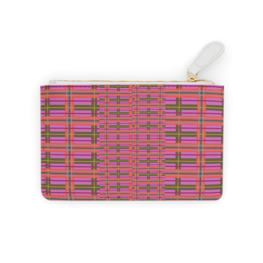 Pink Plaid Mini Vegan Wallet
