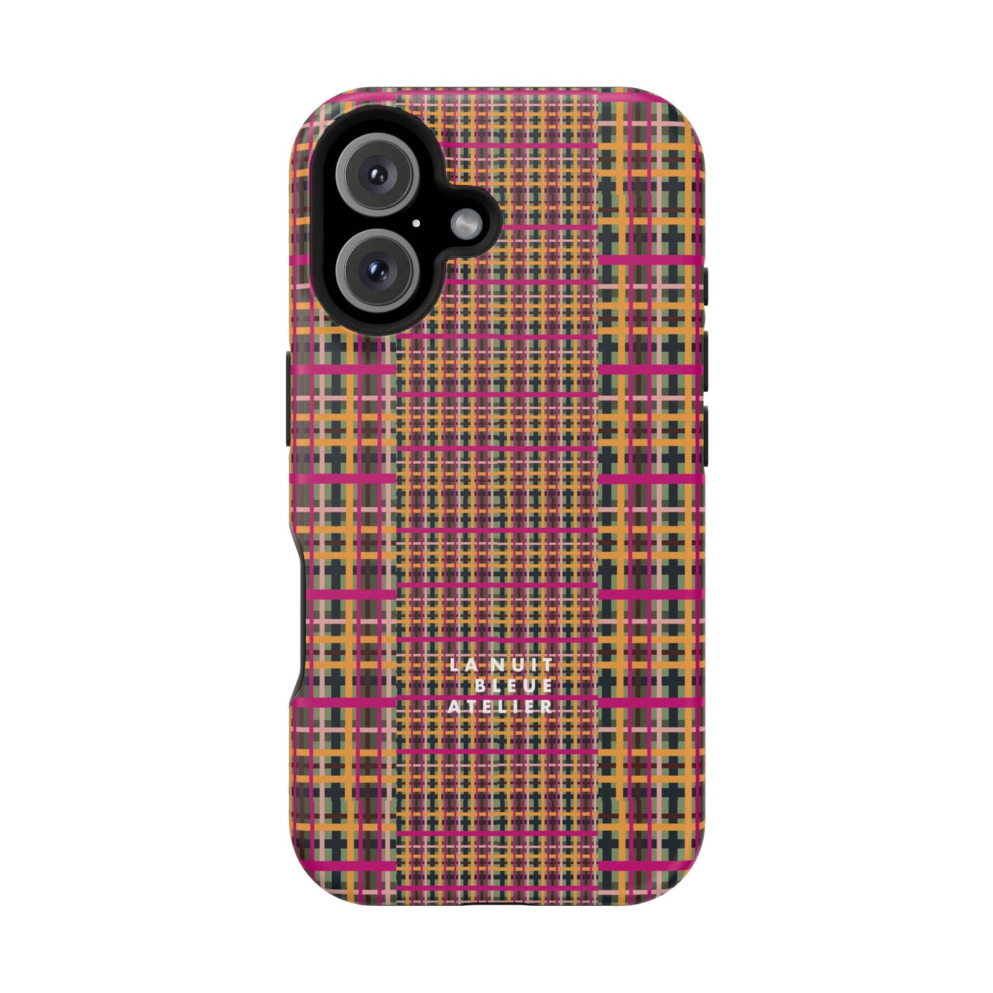 Fuchsia Plaid Impact-Resistant Phone Case