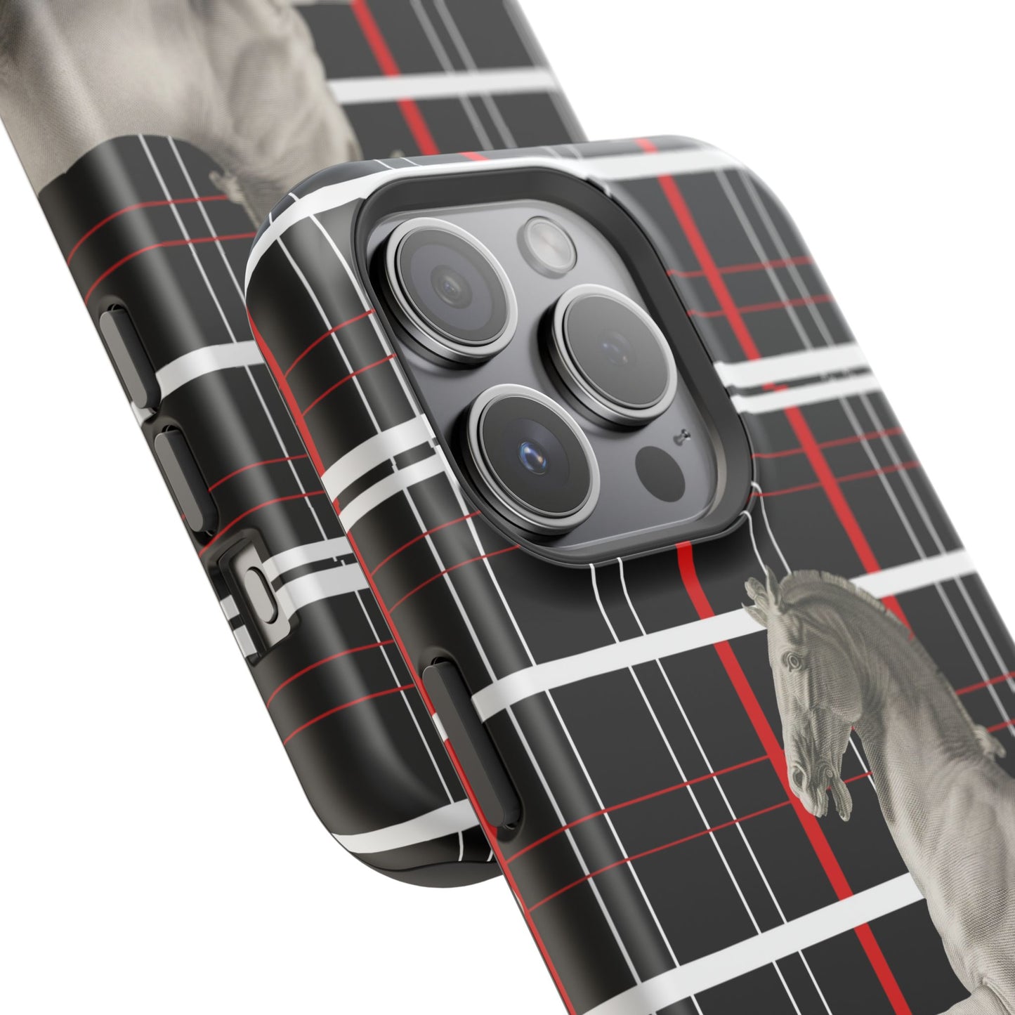 Plaid Horse Impact-Resistant Phone Case