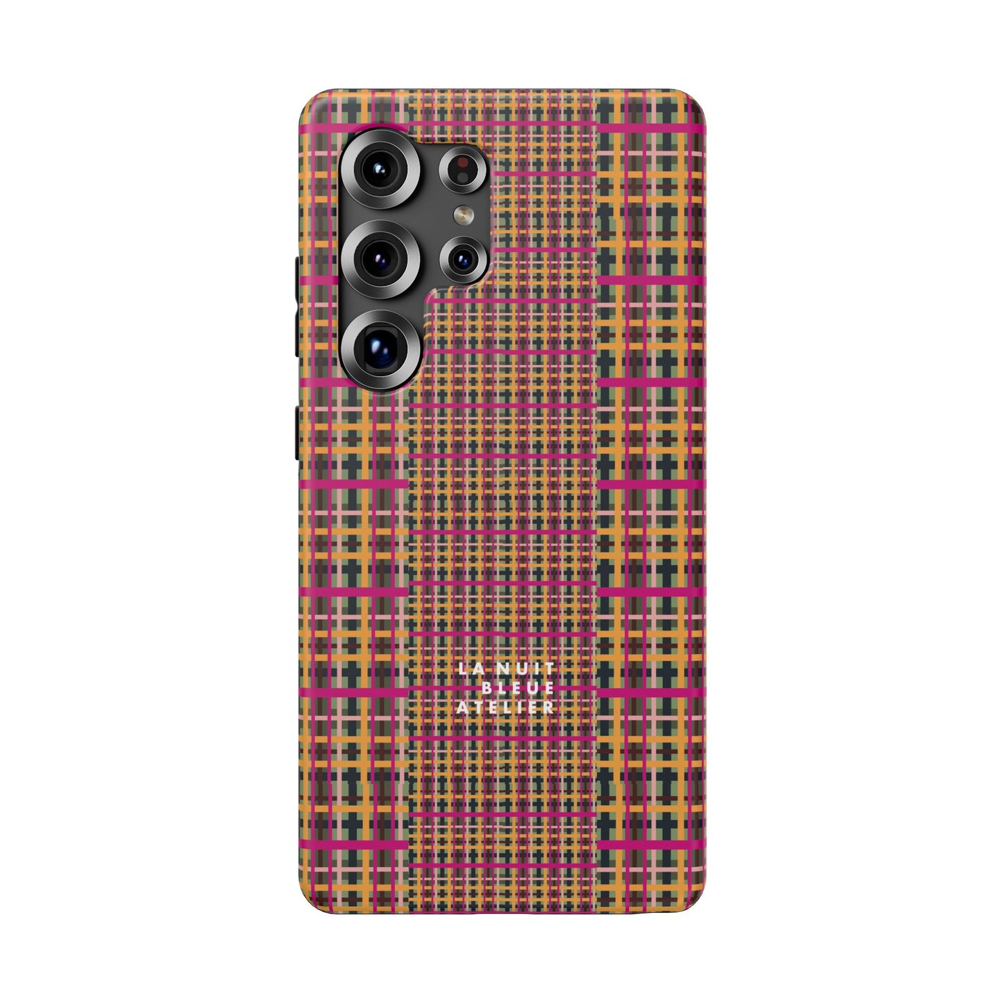 Fuchsia Plaid Impact-Resistant Phone Case