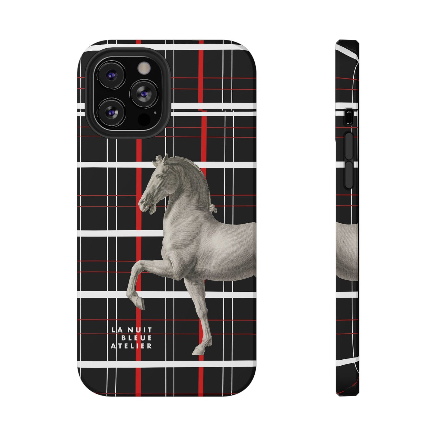 Plaid Horse Impact-Resistant Phone Case
