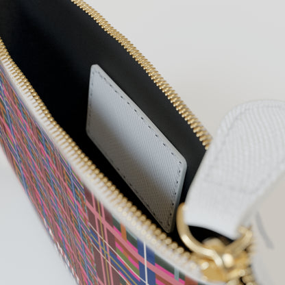 Pinky Blue Plaid Mini Vegan Wallet