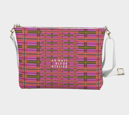 Pink Plaid Vegan Leather Crossbody Purse