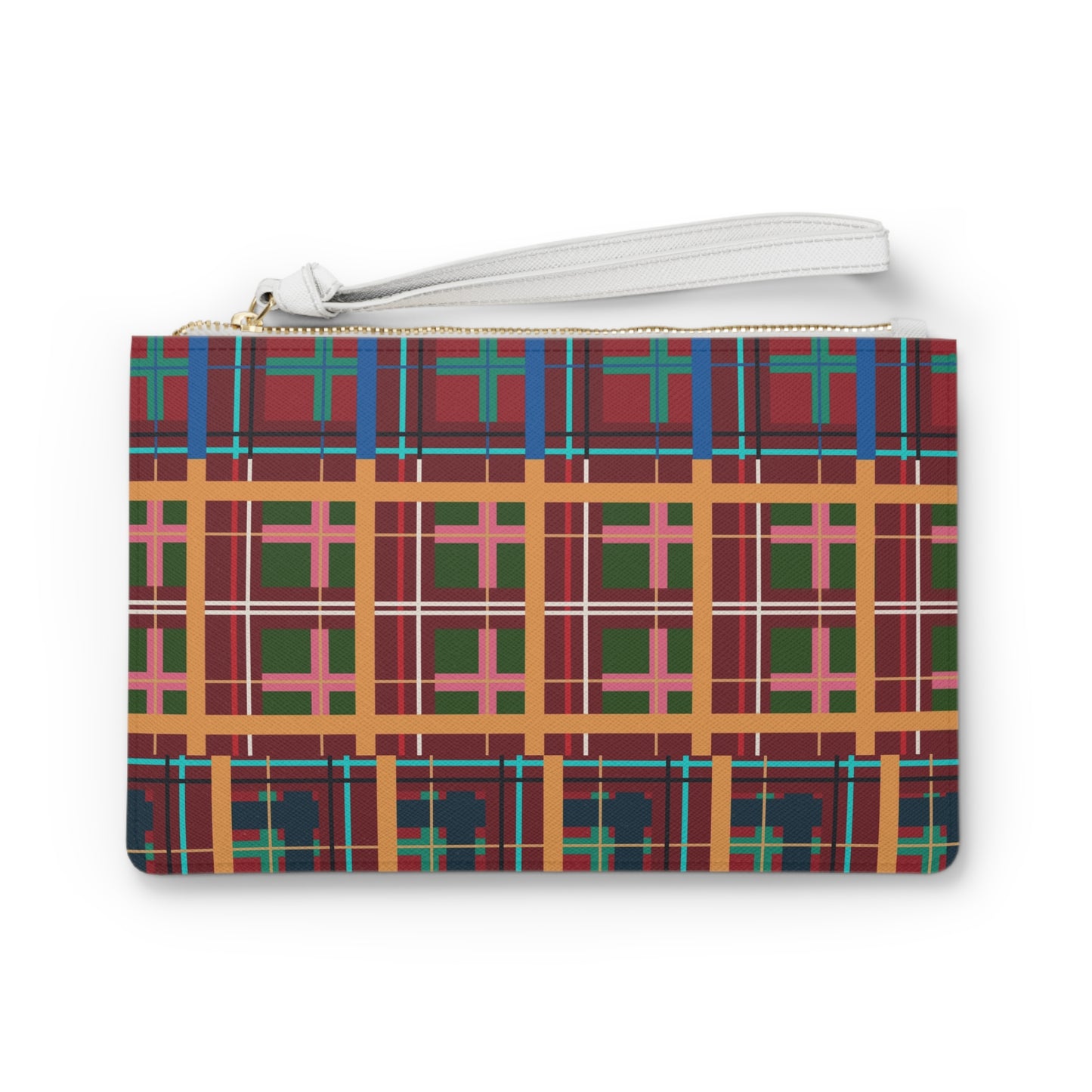 Multi Plaid No. 1 Vegan Leather Wristlet
