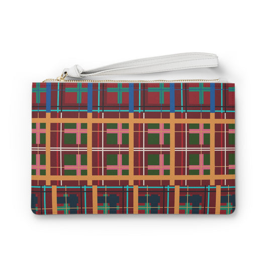 Multi Plaid No. 1 Vegan Leather Wristlet