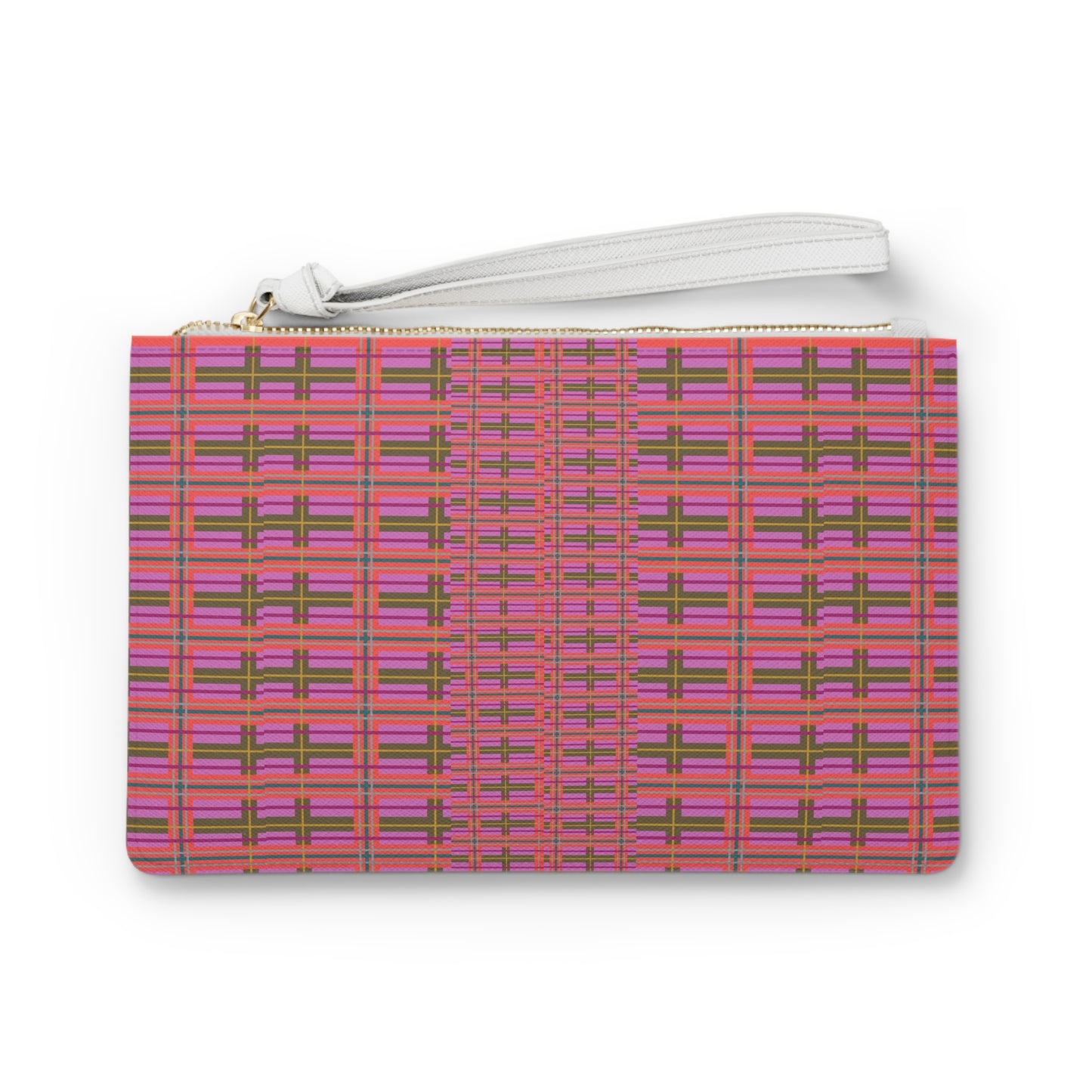 Pink Plaid Vegan Leather Wristlet