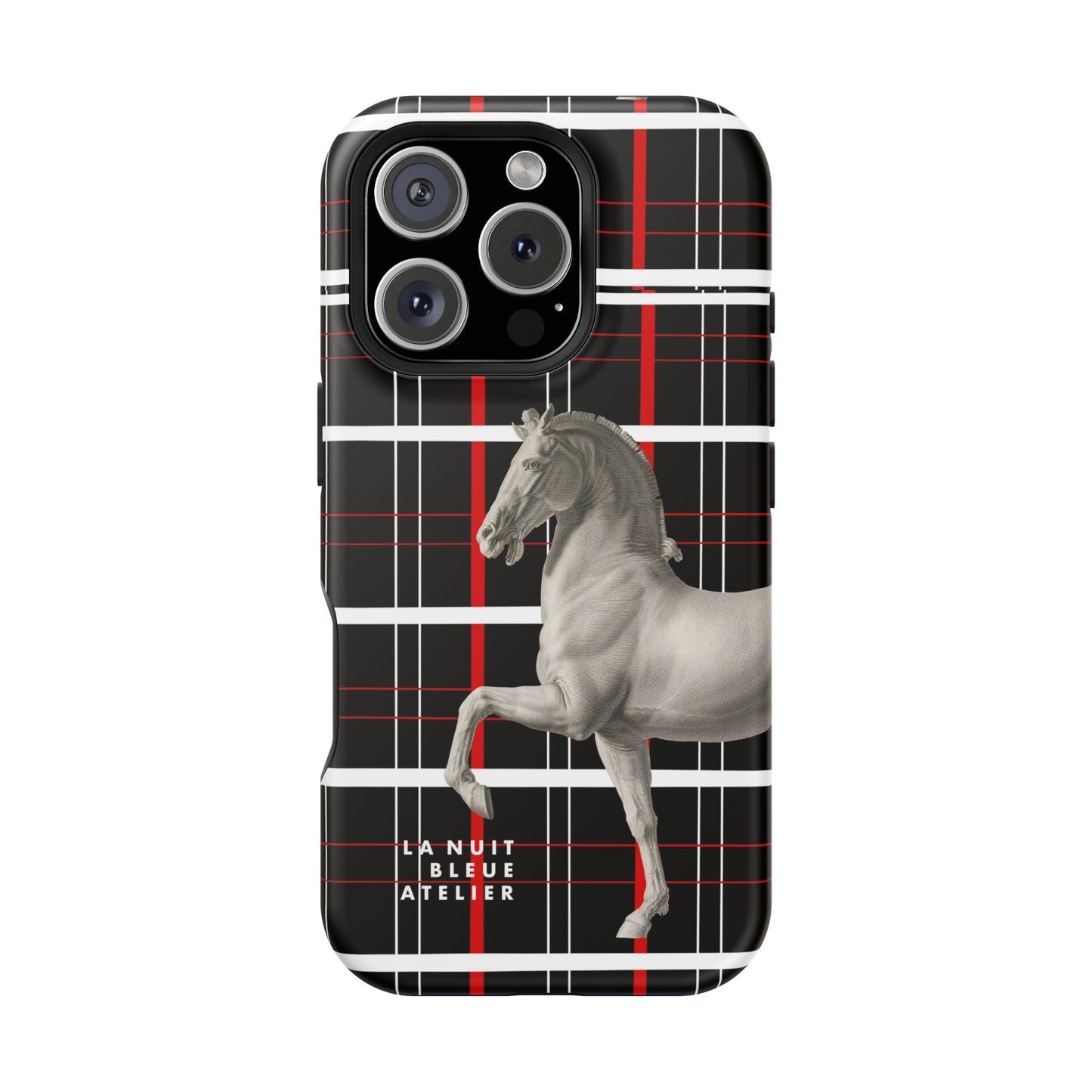Plaid Horse Impact-Resistant Phone Case
