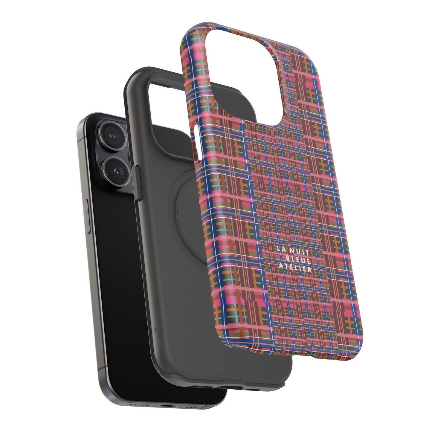 Pinky Blue Plaid Impact-Resistant Phone Case