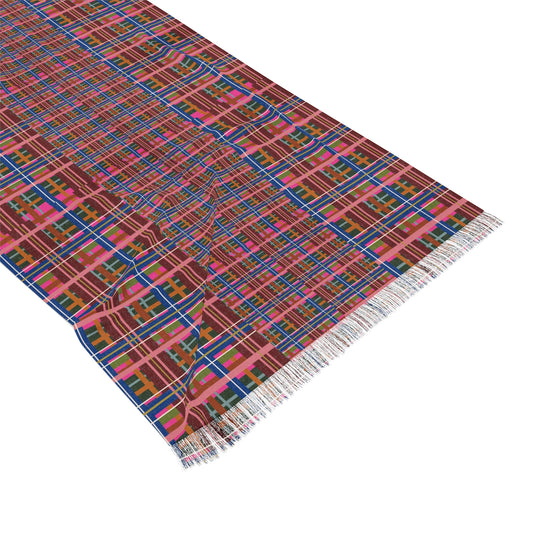 Pinky Blue Plaid Lightweight Shawl