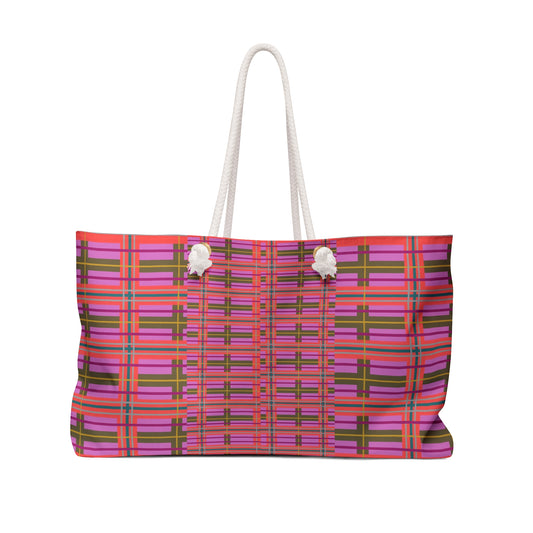 Pink Plaid Weekender Tote