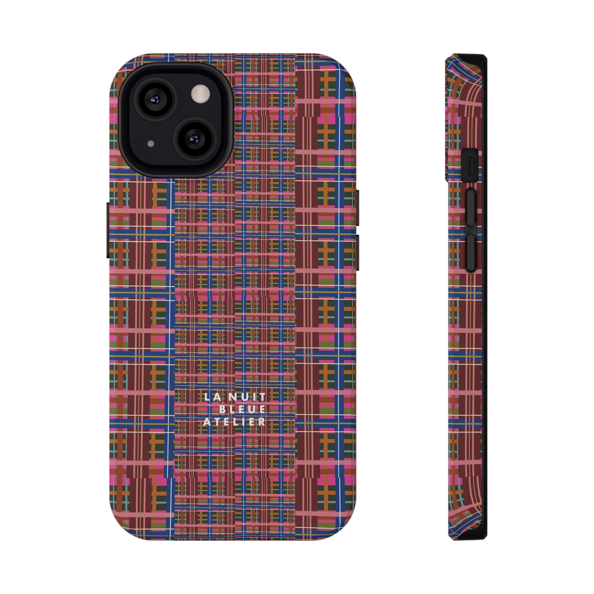 Pinky Blue Plaid Impact-Resistant Phone Case