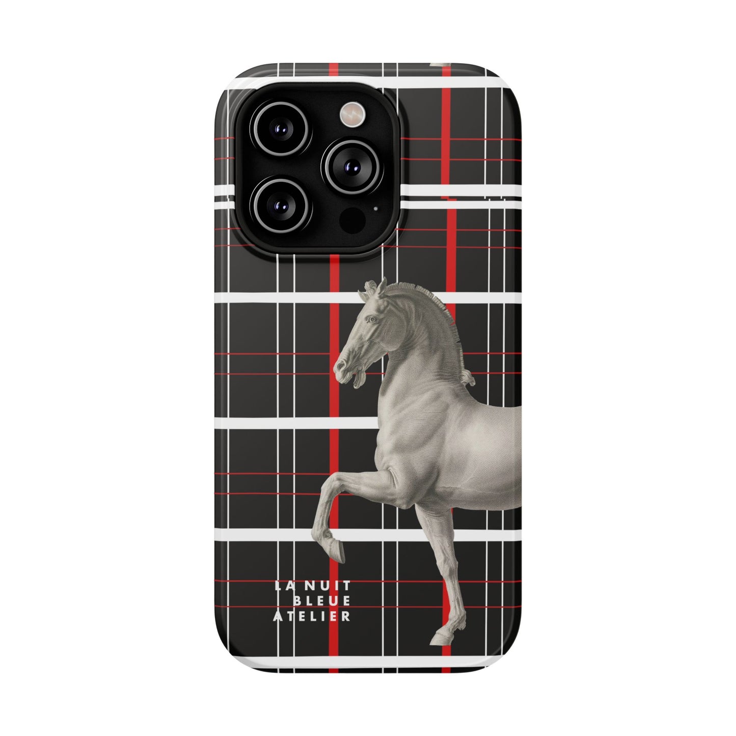 Plaid Horse Impact-Resistant Phone Case
