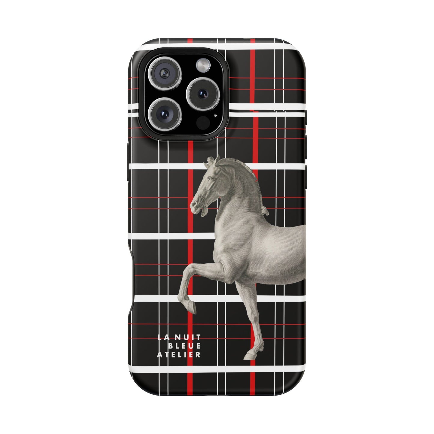 Plaid Horse Impact-Resistant Phone Case