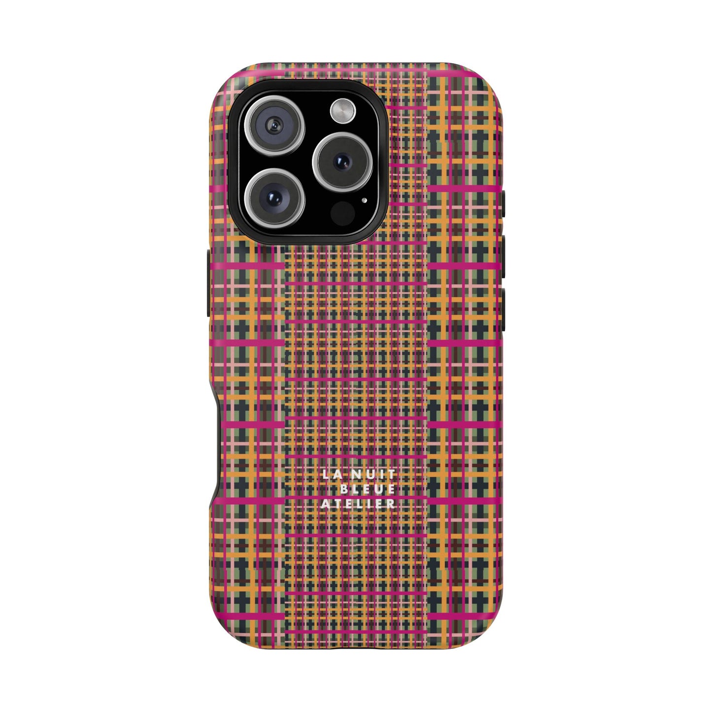 Fuchsia Plaid Impact-Resistant Phone Case