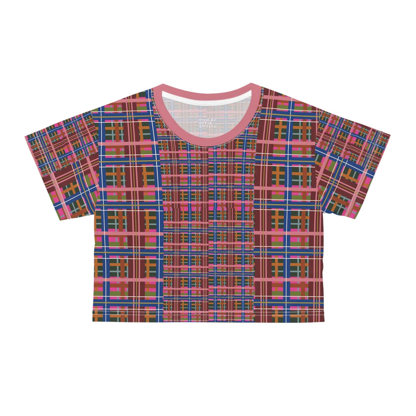Pinky Blue Plaid Lightweight Crop Tee
