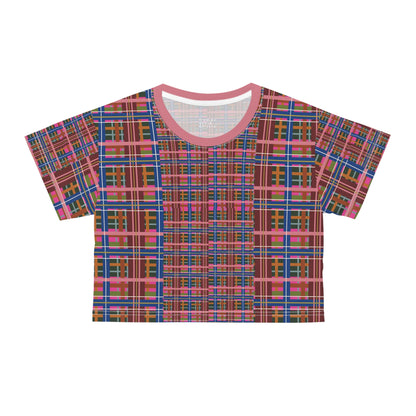 Pinky Blue Plaid Lightweight Crop Tee