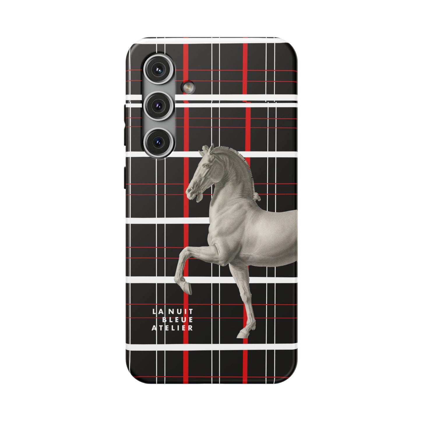 Plaid Horse Impact-Resistant Phone Case