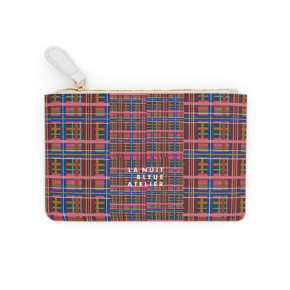 Pinky Blue Plaid Mini Vegan Wallet
