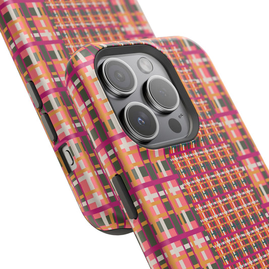 Peach-ish Plaid Impact-Resistant Phone Case