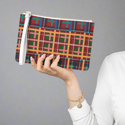 Multi Plaid No. 1 Vegan Leather Wristlet
