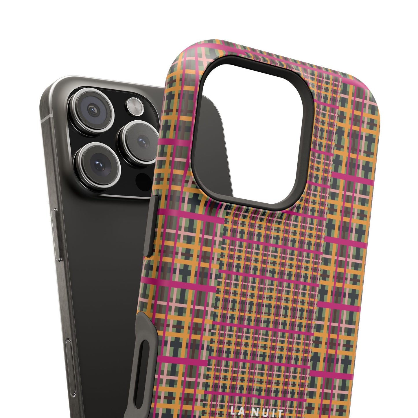 Fuchsia Plaid Impact-Resistant Phone Case