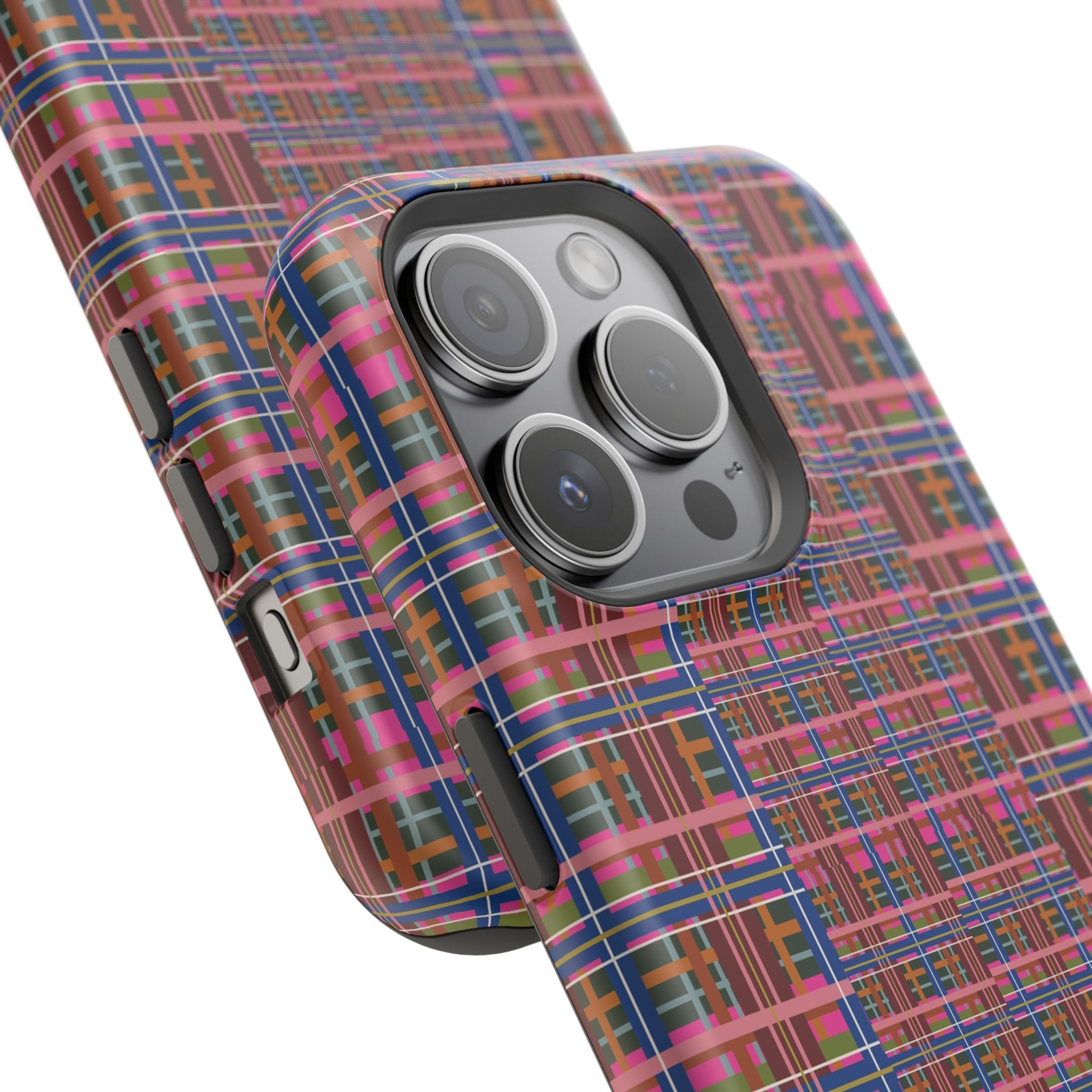 Pinky Blue Plaid Impact-Resistant Phone Case