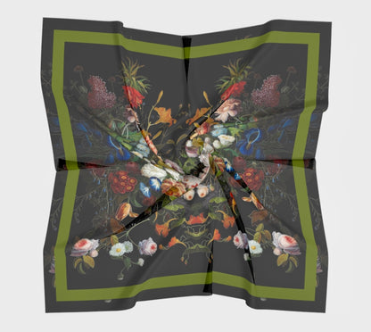 Dutch Redux No. 1 Chiffon Square Scarf with Green Accent