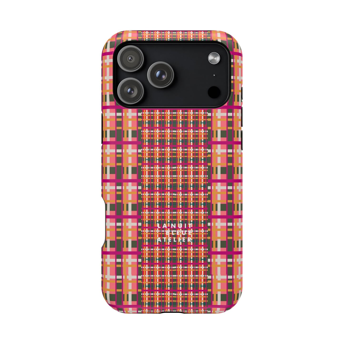 Peach-ish Plaid Impact-Resistant Phone Case